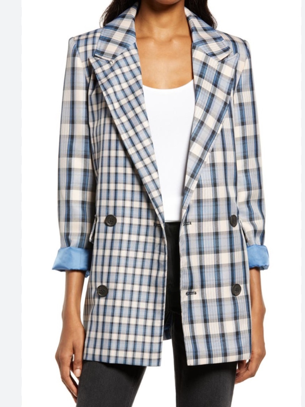 Treasure & Bond double-breasted plaid blazer size Large